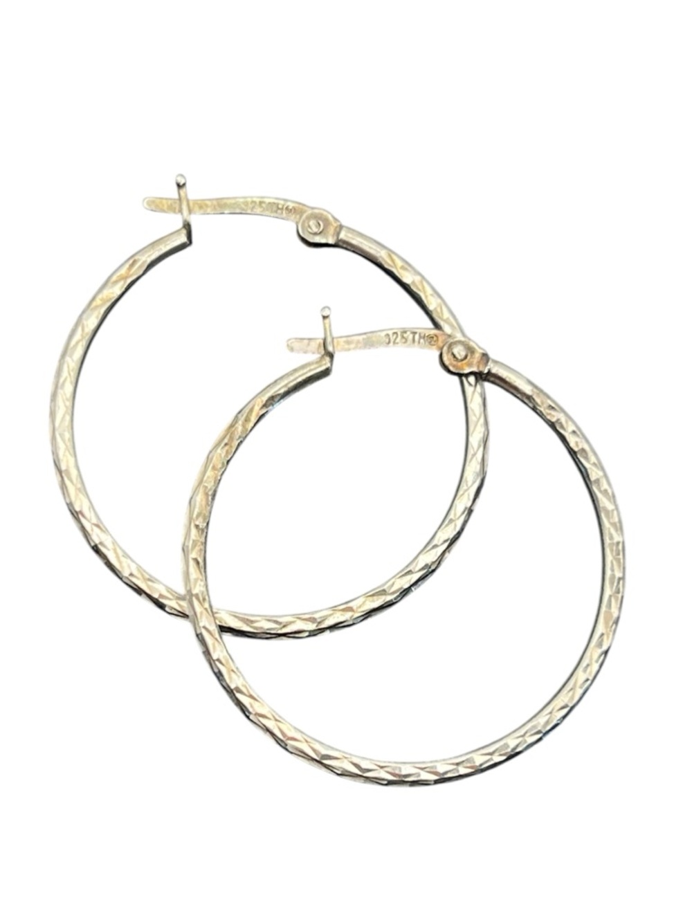 Sterling silver etched design vintage hoop earrings
